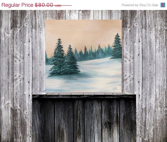 Original Winter Landscape Painting, Snowy Landscape Oil Painting, Winter Art Home Decor, 12 x 12, Winter Wood
