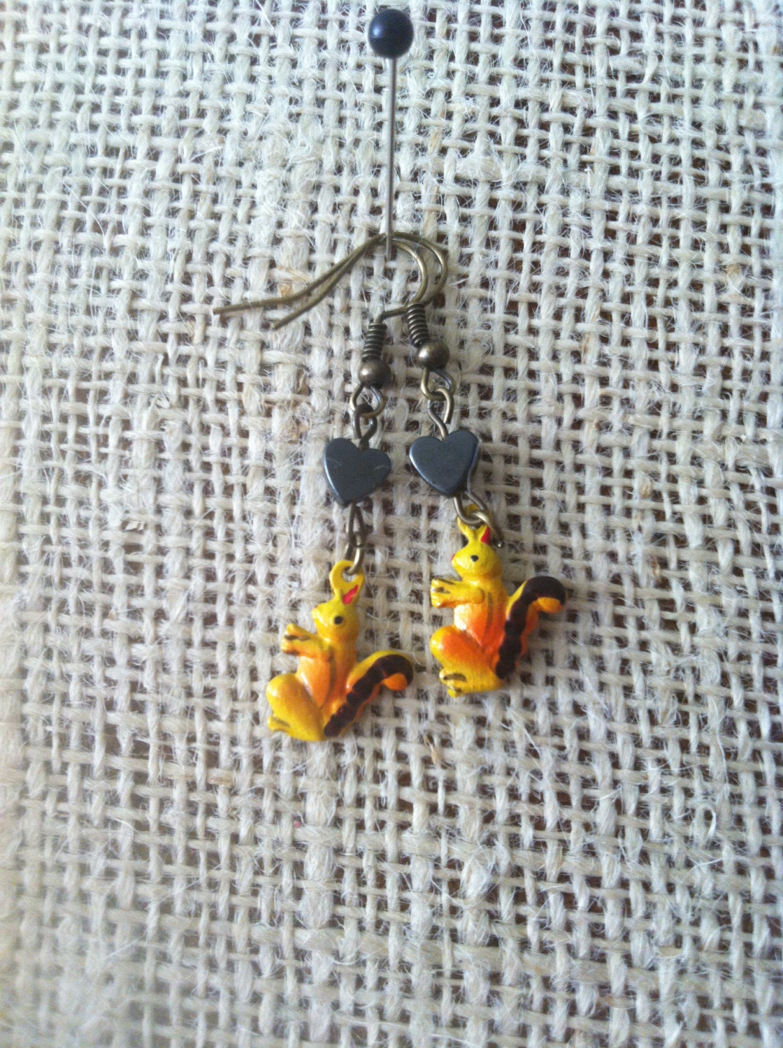 For the Love of Squirrels- Vintage Squirrel Charm Dangle Earrings