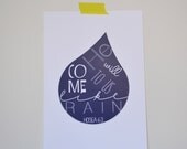 Art Print 5X7 - He will come to us like rain - Hosea - Typography Print - Scripture Print - Mother's Day