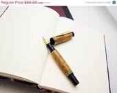 ON SALE Cherry Burl Fountain Pen - Titanium Gold Metal Finish - Black Cherry Wood Burl Fountain Pen - Black Leatherette Pen Gift Box