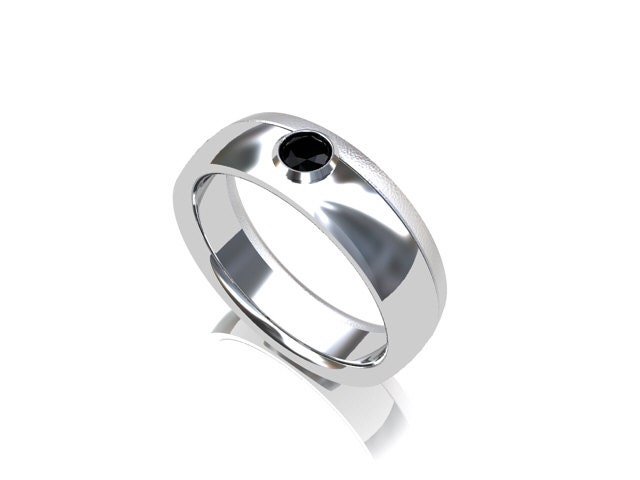 Palladium ring, Black diamond, wedding band, mens wedding ring, men band, commitment ring, modern, bezel, Men black wedding