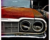Rusty Red Chevrolet Headlight 5X5 Print by Alecs