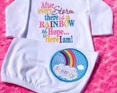 NEW ITEM Embroidered "Rainbow of Hope" Newborn Layette Gown with Circle Patch Personalized Custom Order