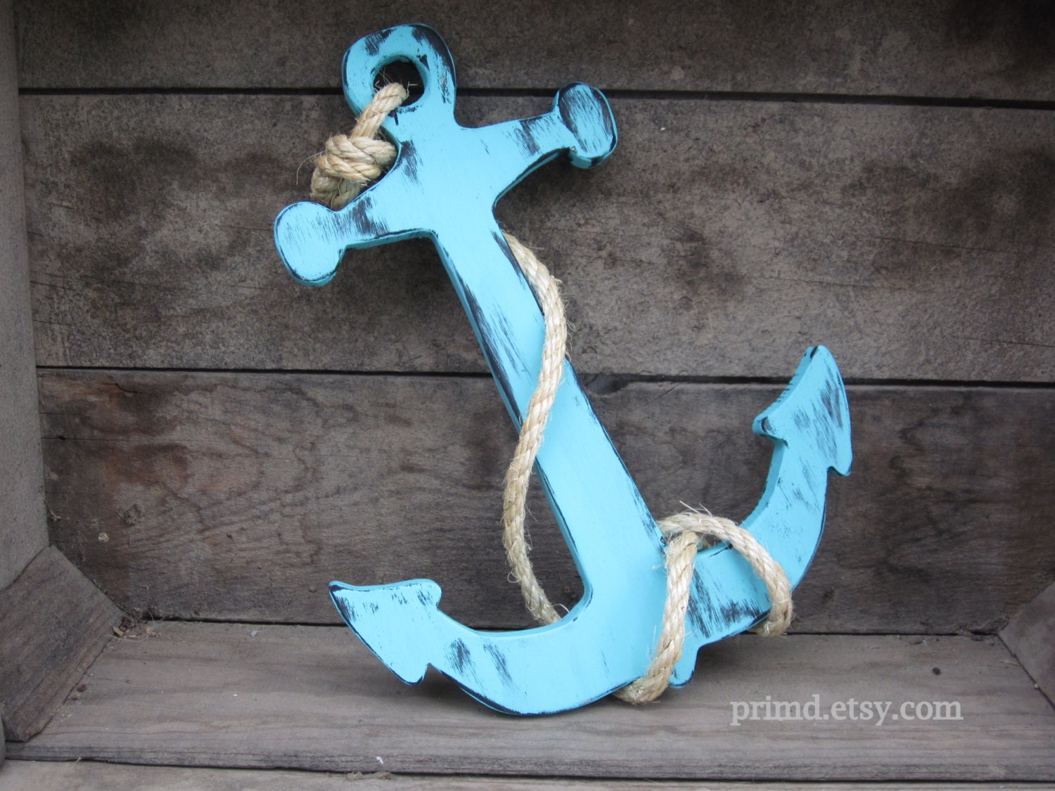 Anchor - Nautical Home Decor - Wall Hanging - Beach House - Turquoise
