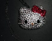 Rhinestone White Kitty Necklace