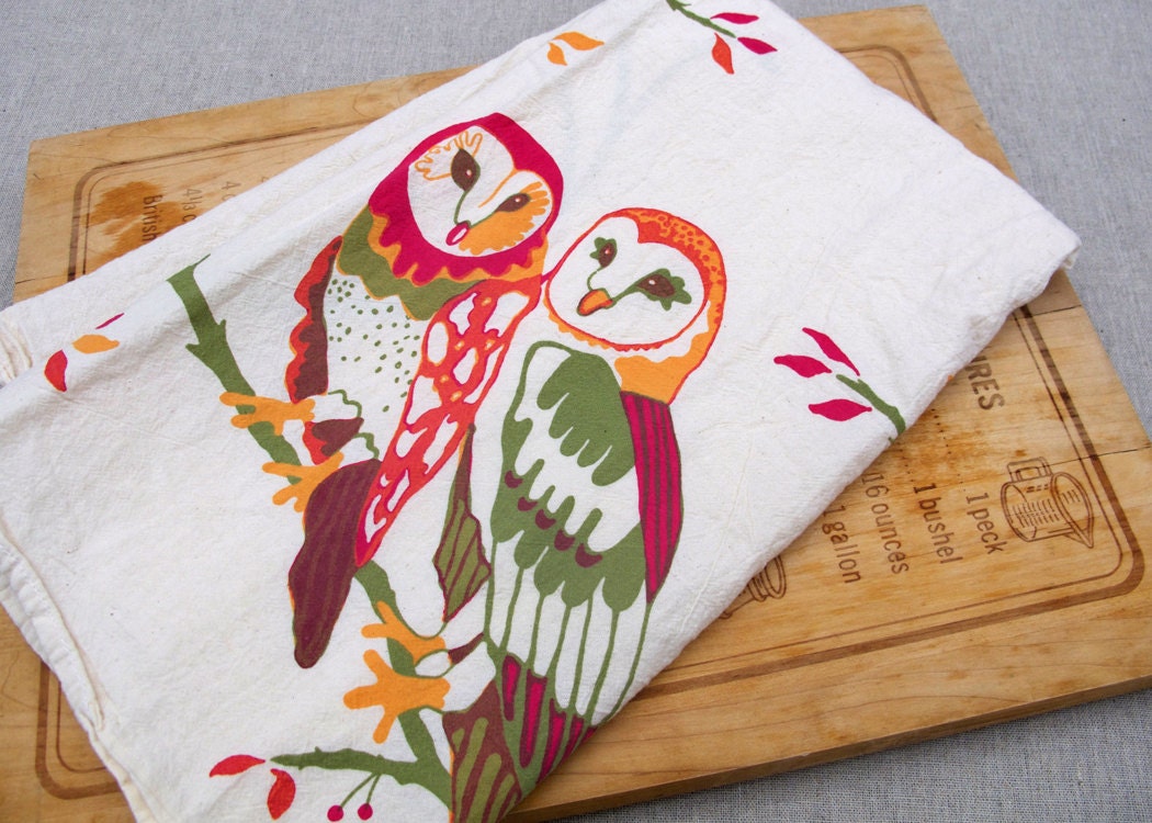 Owl Vignette Flour Sack Towel - BetsyOlmsted