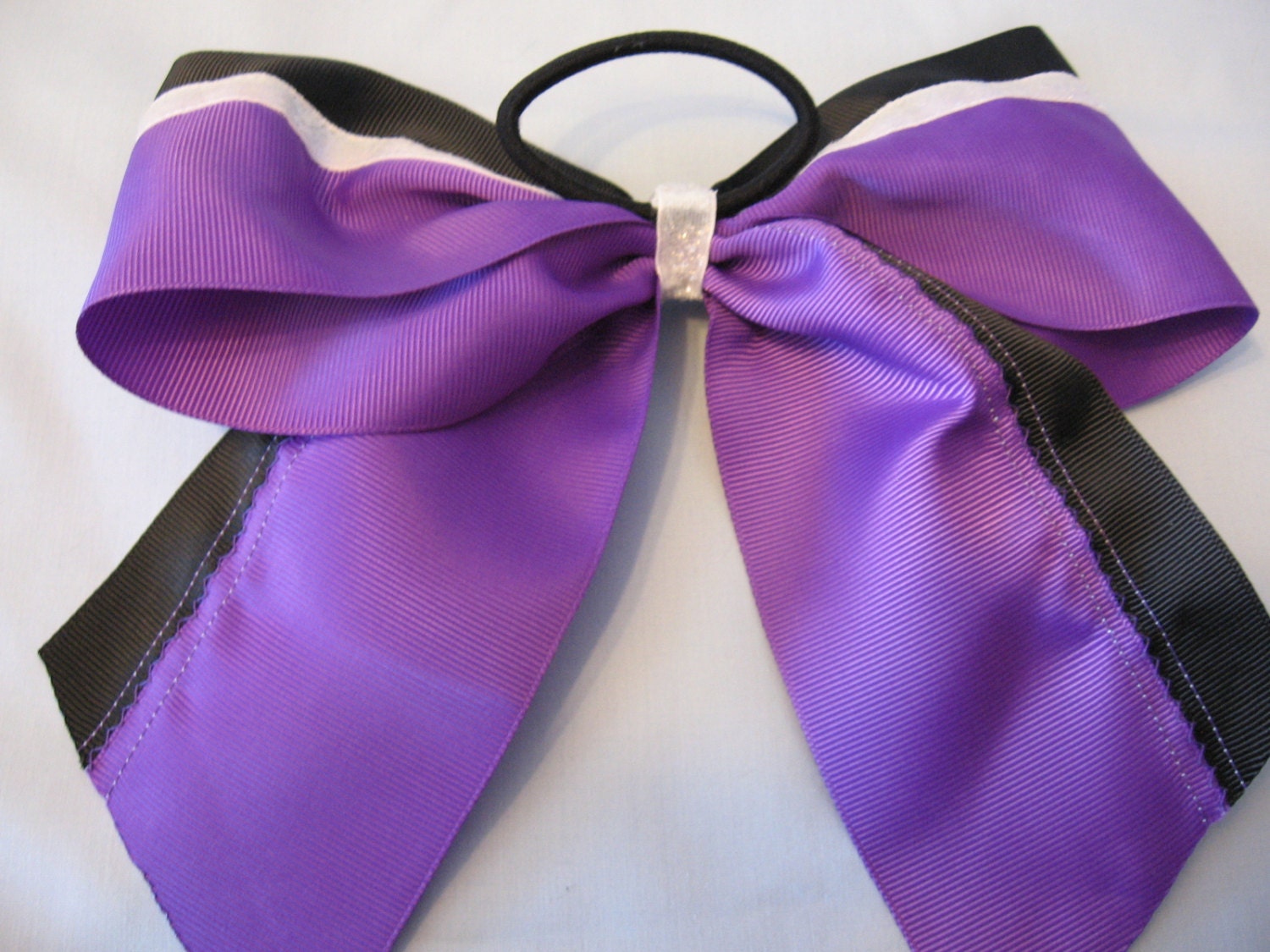 Cheer Bow - Big Cheer Bow - 3" Cheer Bow - Cheerleader Bow - Competition Bow - Purple and Black