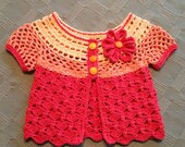 Baby Toddler Girl Cardigan Sweater, Crochet, Size 18 months