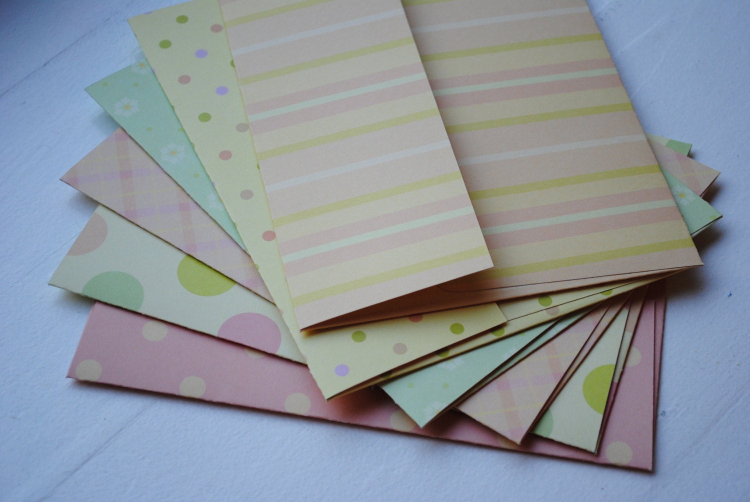 Pastel Print Cardstock Set of 6 Handmade Envelopes for Easter or Baby by Paper Hearts Station on Etsy