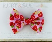 Fabric Bow Hair Clip, Strawberry Shortcake Bow