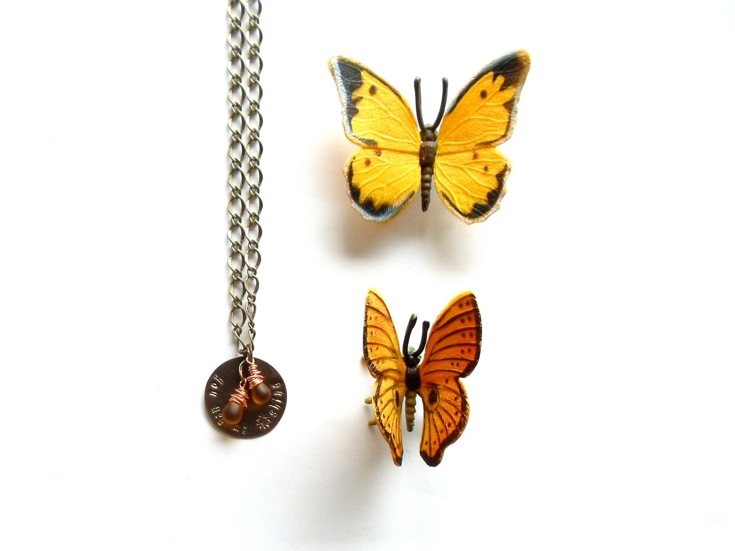 you are my sunshine stamped necklace // copper and brass wire wrapped jewelry