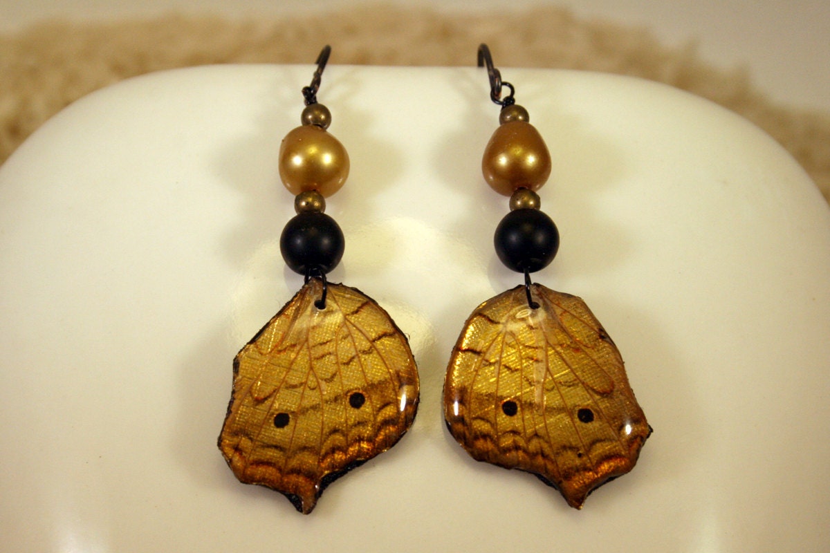 Butterfly Earring, Water and Air Butterfly Wing Earrings.  White Peacock