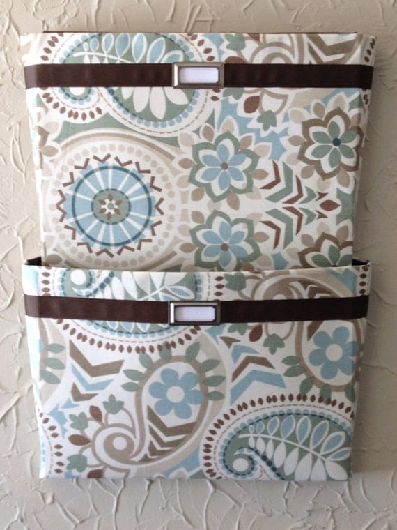 Spa blue green tan brown and cream Wavery by LisaMarieAccessories