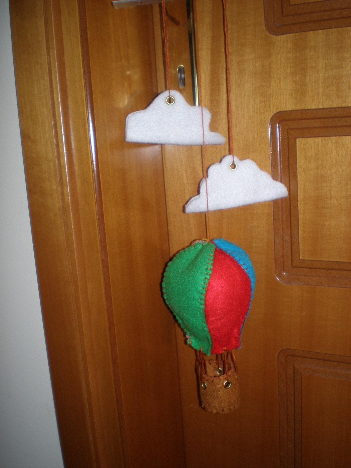 Baby Mobile  Nursery Room  Decoration Felt Hot Air Ballon In Clouds