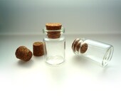 Glass Bottle Charm Pendants With Corks - 22x30mm
