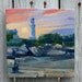Maine Lighthouse small oil LANDSCAPE painting Sunset Cape Elizabeth  Original Cottage Chic stretched Canvas
