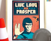 Star Trek Quote Spok Vulcan salute LIVE Long and PROSPER Poster Art Print Illustration Typography - inspired from Star Trek movie Poster A3