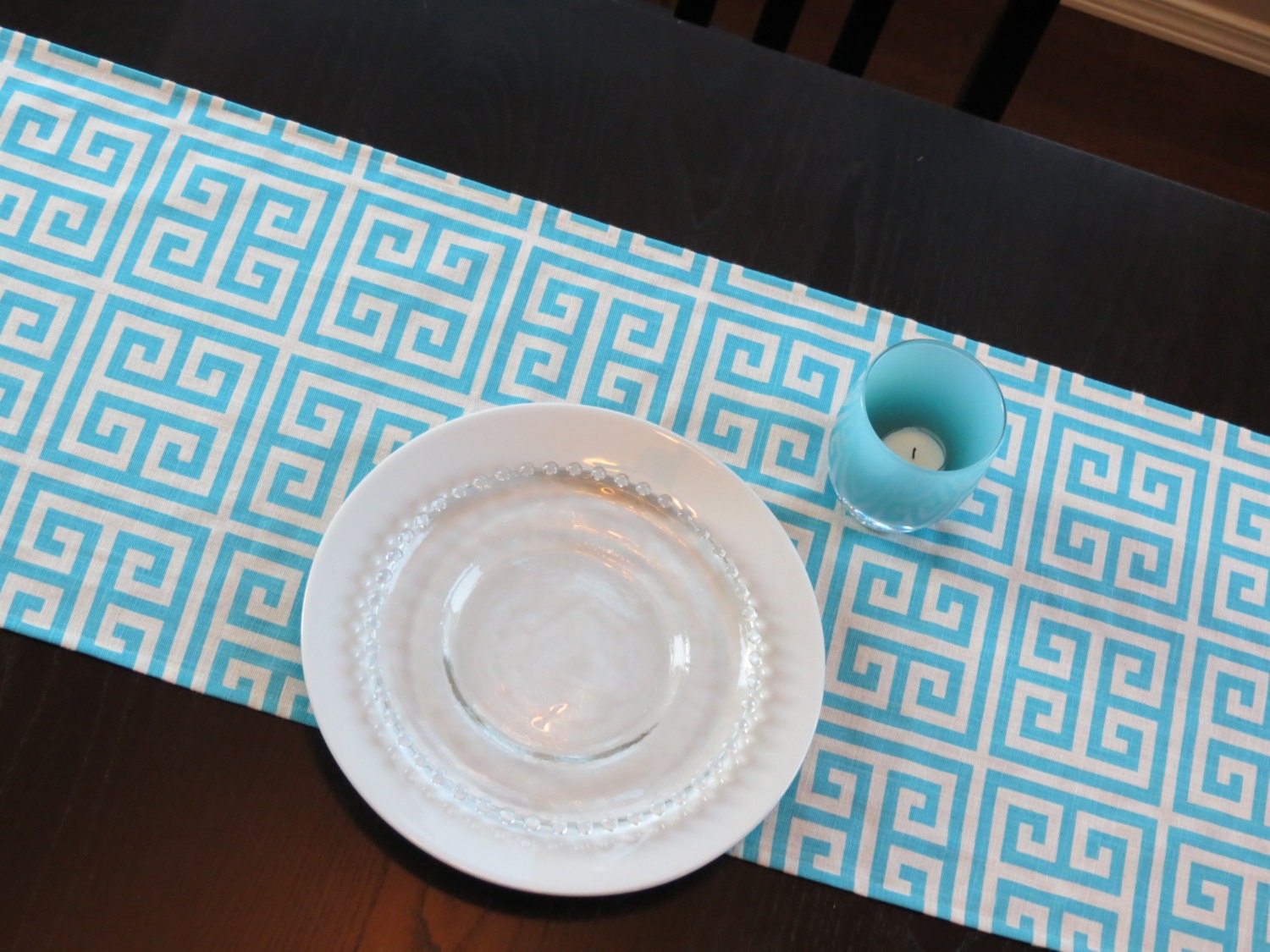 Turquoise Table Runner in Dossett Towers