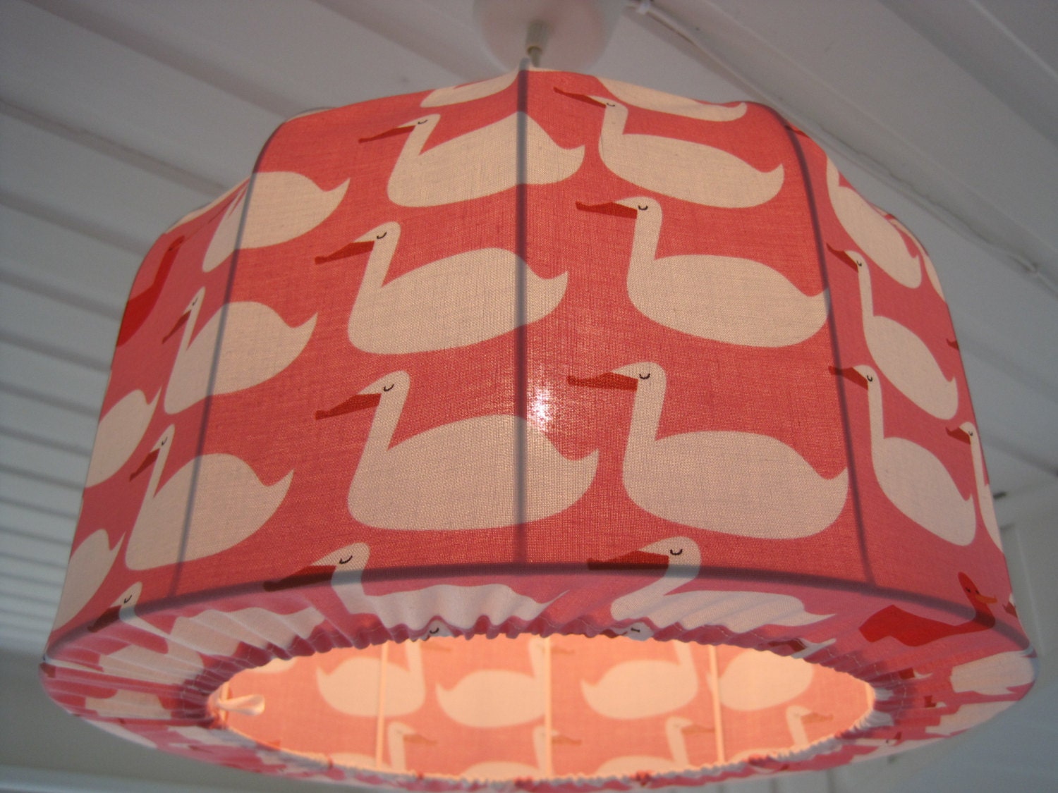 Lampshade, Pendant light DUCKS in Retro fabric