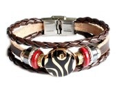 Bangle leather bracelet with leather ,alloy ,diamond ,Tungsten stone,Stainless steel strap buckle, women's cuff bracelet men bracelet d-364
