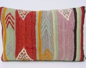 MODERN Bohemian Home Decor,Handwoven Turkish Kilim Lumbar Pillow Cover 20" X 14",Decorative Kilim Pillow,Lumbar Kilim Pillow,Throw Pillow