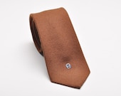 Vintage 1980s Brown ETIENNE AIGNER Neck Tie with Embroidered Emblem