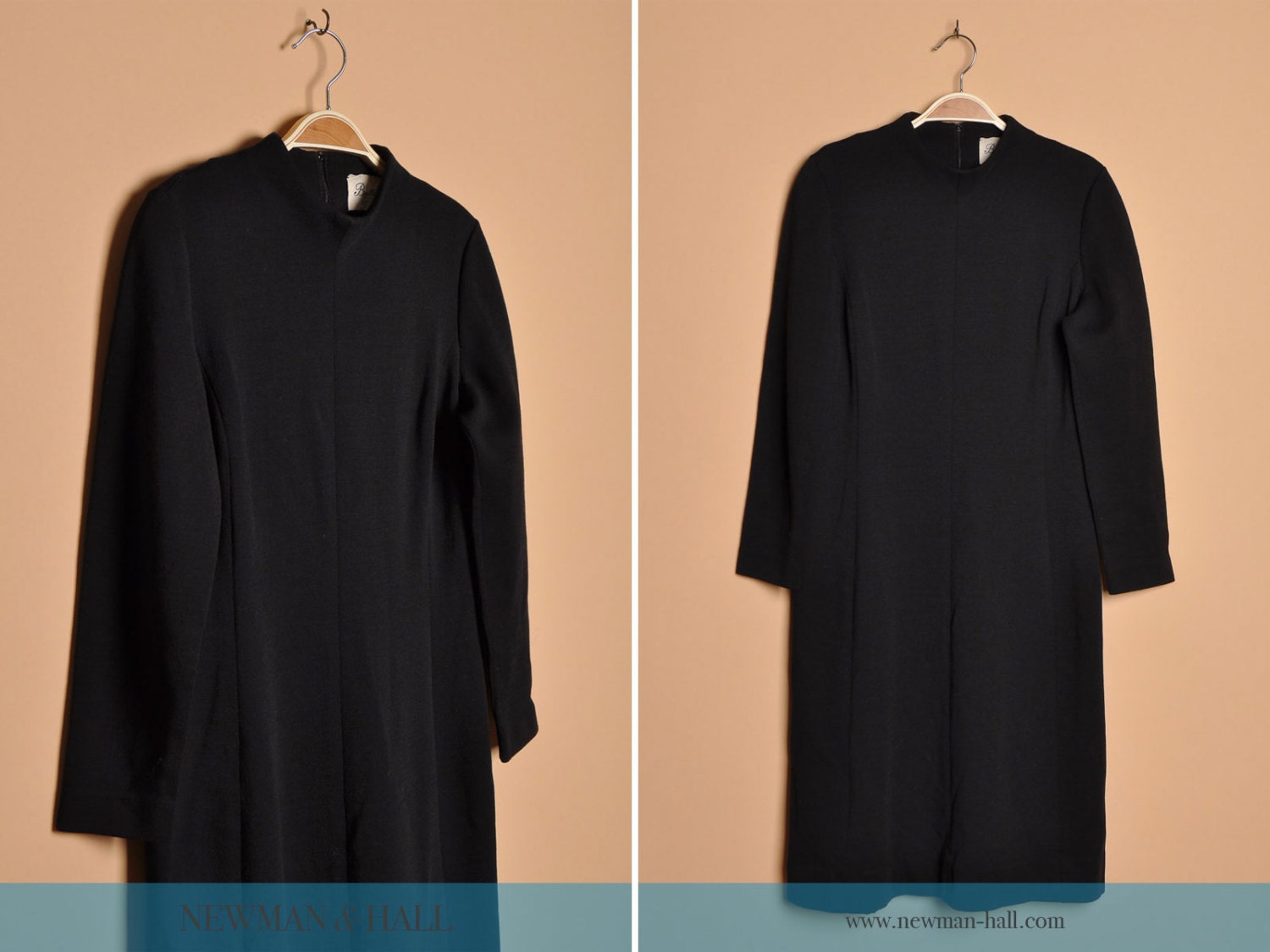 Vintage 1960s Black Knit Classic Shift Dress, By Butte Knit, Size XS Small Extra
