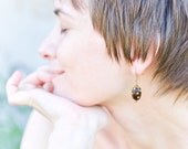 Brown Polka Dot Earrings - Dangle Wooden Earrings - Pyrography Wood Jewelry