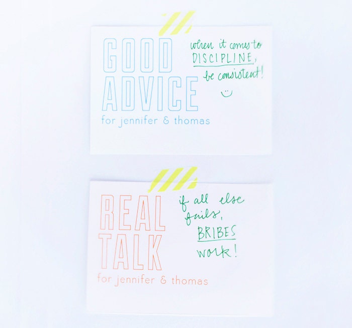 real talk for wedding, bridal or baby shower game- set of 25 - good advice / real talk for new parents or couple