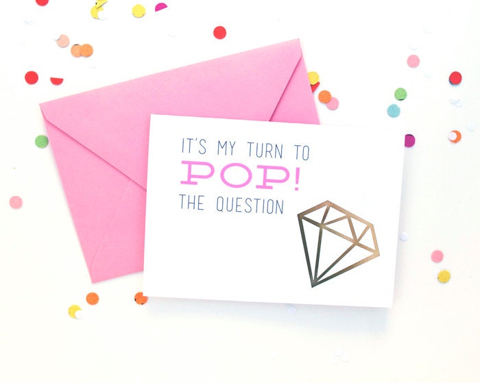 3 pop the question foil stamp cards - will you be my bridesmaid, flower girl, maid of honor - pop the question