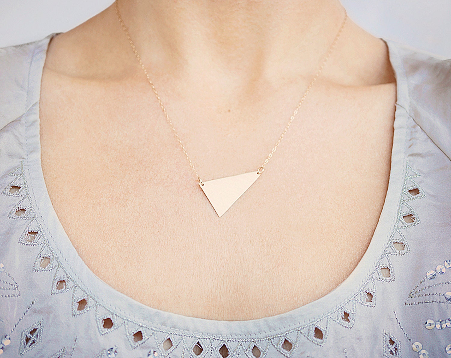 Gold Asymmetric Triangle Necklace