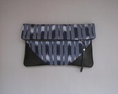 ikat and leather, fold-over clutch