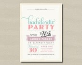 Printable Bachelorette Invitation - Vintage Poster design with sweet pastel colours (BR09)
