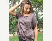 Christmas Sale / Holidays Sale / grey women top /one size loose shirt / short sleeves top / summer shirt