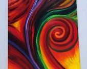 Abstract Oil Painting - Rainbow Swirls - 18" x 24" Stretched Canvas - "Fire Frawn"