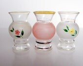 Bud Vase Frosted Hand Blown Glass Gold Trim 1930s Hand Painted Japan