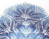 Knit wool woman  lace shawl in blue