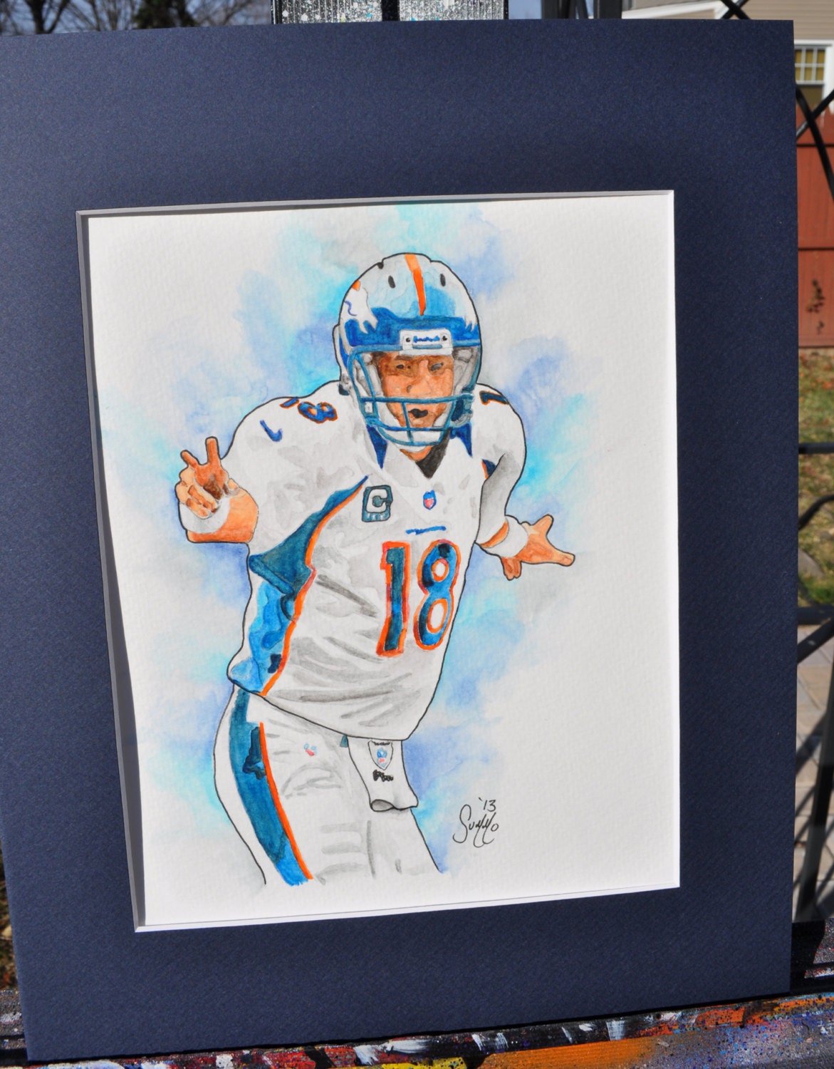 Peyton Manning Watercolor Fine Art