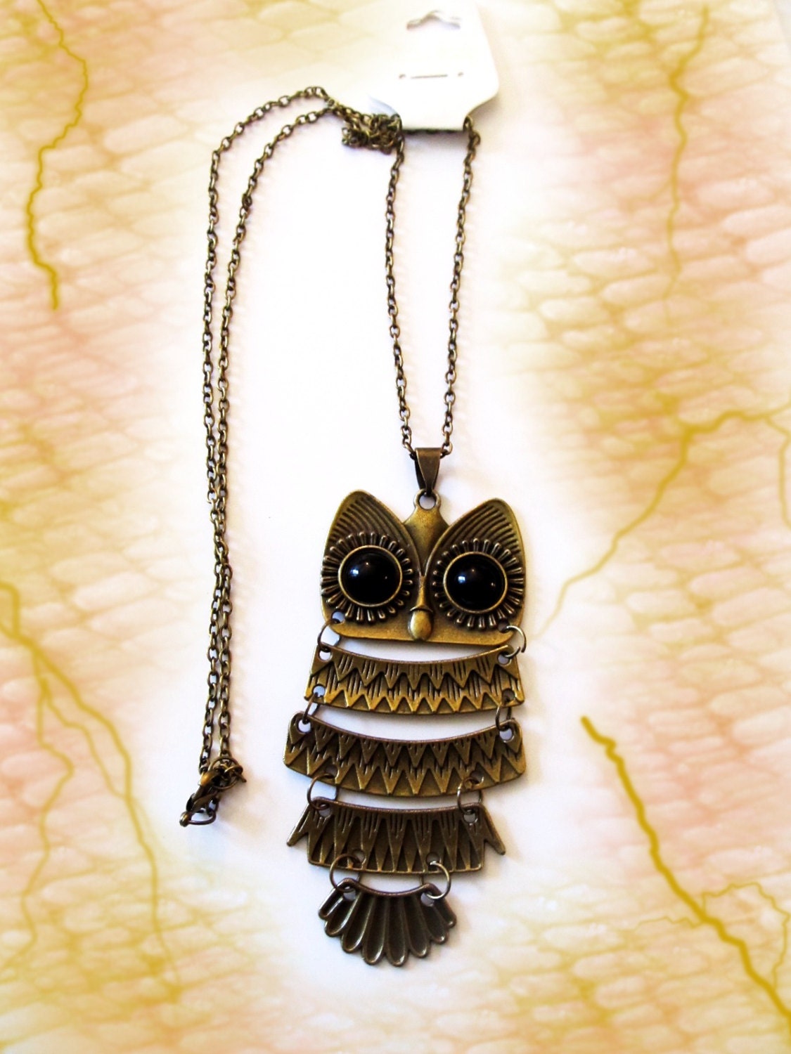 Large Antique Bronze Moveable Owl with Chain Necklace. --Wholesale-- Buy 1 or More 2 Make something else too.