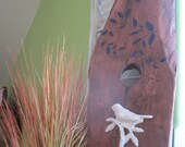 Wood bird Hook Shabby Chic Kitchen Primitive Holder Wall Decor Sign Old Barn