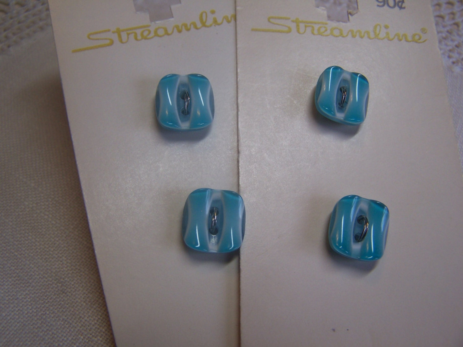 Pretty 7/16" Vintage Turquoise or Aqua Lucite, Composite Buttons, Set of 4 (no. 1605