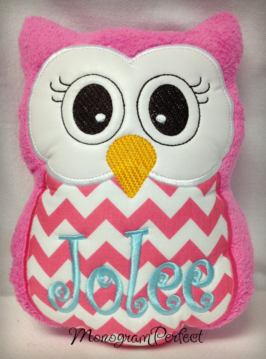 Personalized Pink Chevron Stuffed Owl Reading Buddy Pillow, Soft Toy