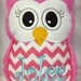 Personalized Pink Chevron Stuffed Owl Reading Buddy Pillow, Soft Toy