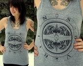 SIZE LARGE unisex Death Moth Tank heathered grey
