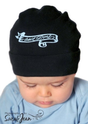 Cool Baby Boys Hat - Black Awesome