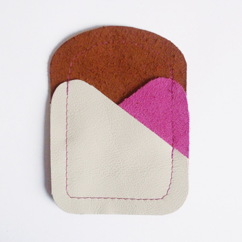 CARDHOLDER // fuschia, brown and beige