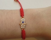 Adjustable Hamsa Bracelet- red