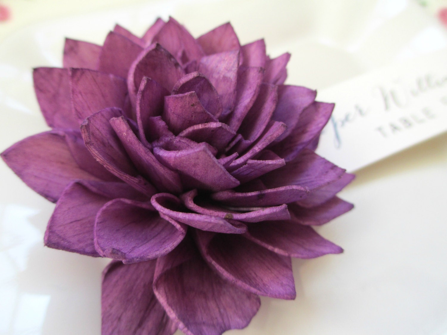 20 Purple Place Cards, Purple Wooden Flower Wedding Place Cards Escort Cards, Bridal Shower Place Cards, Dinner Party Place Cards