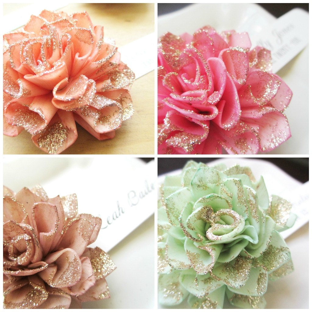 20 Wooden Wedding Bling Place Cards, Wooden Flower Place Cards, Bridal Shower Place Cards