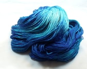 Silk Blend Fingering Yarn Hand Dyed in Don't Bat Your BabyBlues at Me
